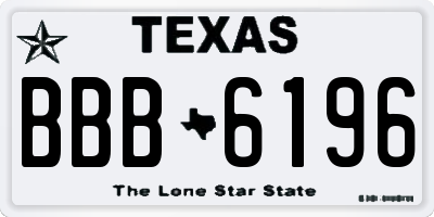 TX license plate BBB6196