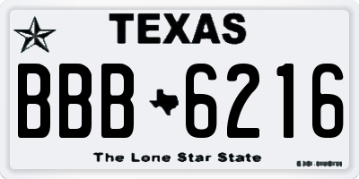 TX license plate BBB6216