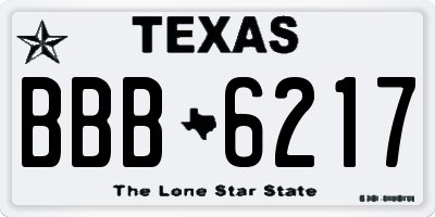 TX license plate BBB6217