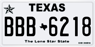 TX license plate BBB6218