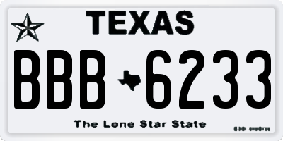 TX license plate BBB6233