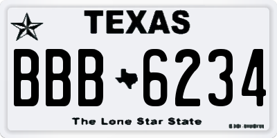 TX license plate BBB6234