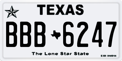 TX license plate BBB6247