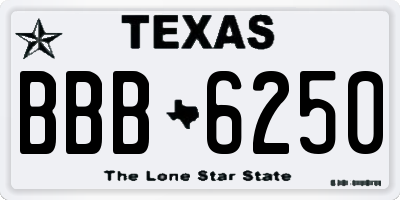 TX license plate BBB6250