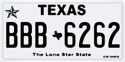 TX license plate BBB6262