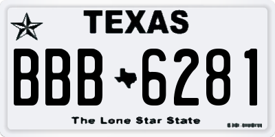 TX license plate BBB6281