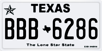 TX license plate BBB6286