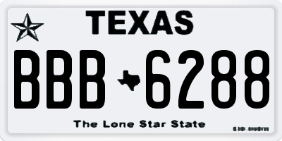 TX license plate BBB6288