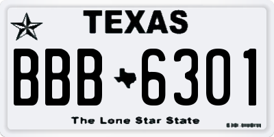 TX license plate BBB6301