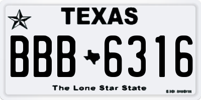 TX license plate BBB6316