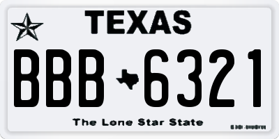 TX license plate BBB6321