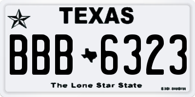 TX license plate BBB6323