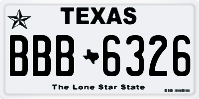 TX license plate BBB6326
