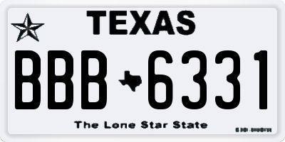 TX license plate BBB6331