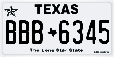 TX license plate BBB6345