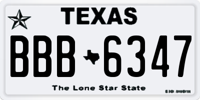 TX license plate BBB6347