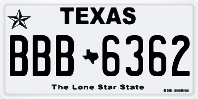 TX license plate BBB6362