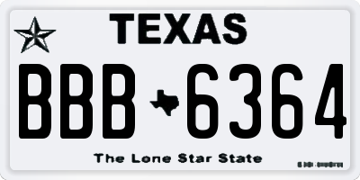 TX license plate BBB6364