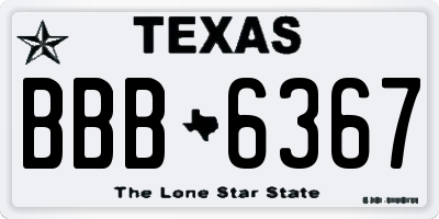 TX license plate BBB6367