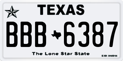 TX license plate BBB6387