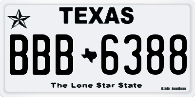 TX license plate BBB6388