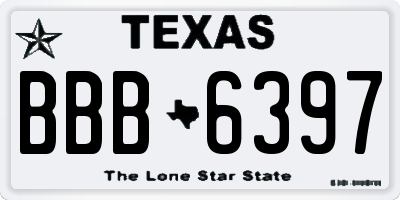 TX license plate BBB6397