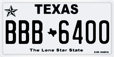 TX license plate BBB6400