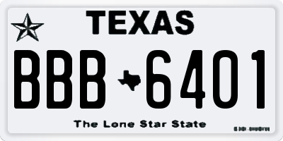 TX license plate BBB6401