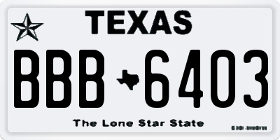 TX license plate BBB6403