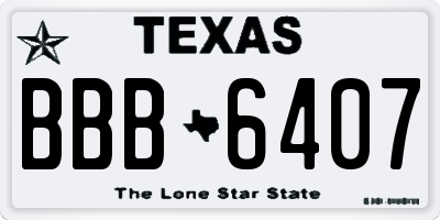 TX license plate BBB6407