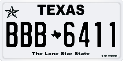 TX license plate BBB6411