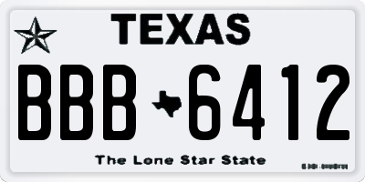 TX license plate BBB6412