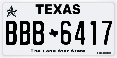 TX license plate BBB6417