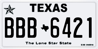 TX license plate BBB6421