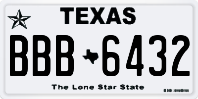 TX license plate BBB6432