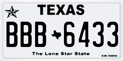 TX license plate BBB6433