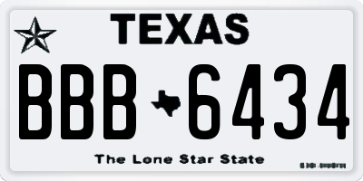 TX license plate BBB6434