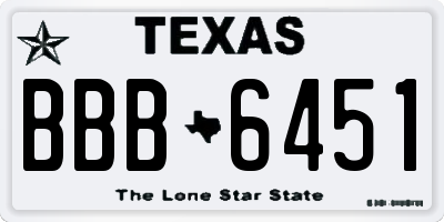 TX license plate BBB6451