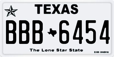 TX license plate BBB6454