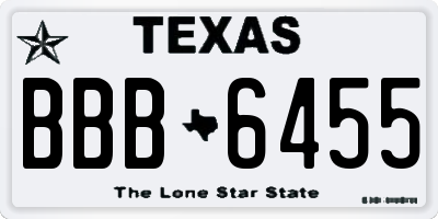 TX license plate BBB6455