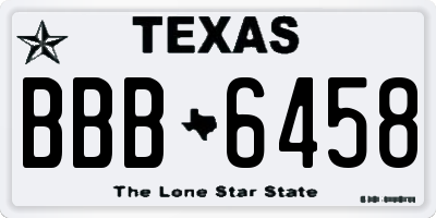 TX license plate BBB6458