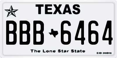 TX license plate BBB6464