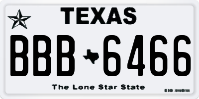 TX license plate BBB6466