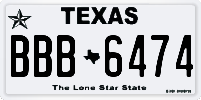 TX license plate BBB6474