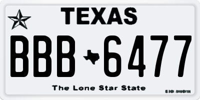 TX license plate BBB6477