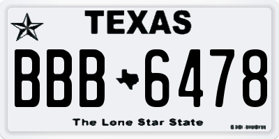 TX license plate BBB6478