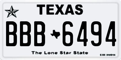 TX license plate BBB6494
