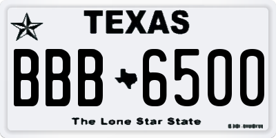 TX license plate BBB6500