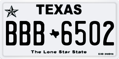 TX license plate BBB6502