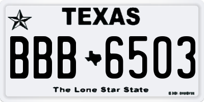 TX license plate BBB6503